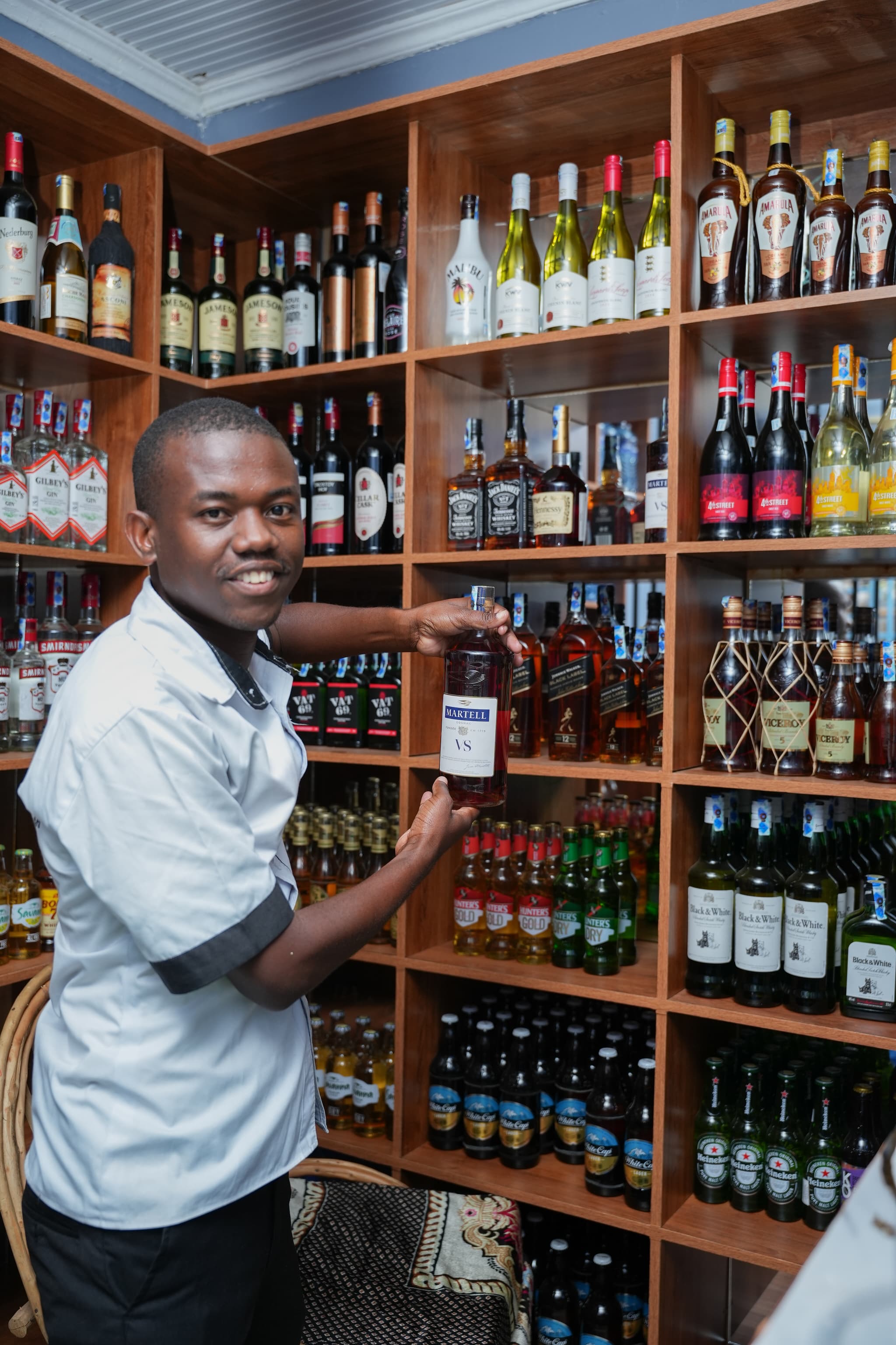 Selection of fine wines at the bar